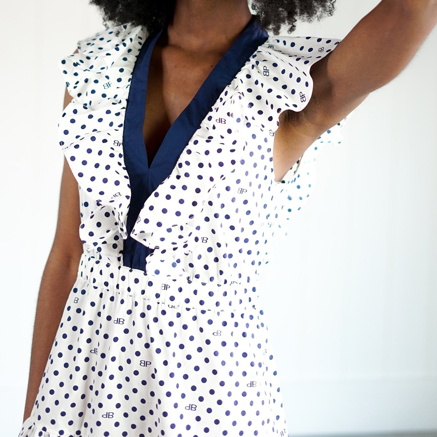 - Avaleen BP Polka Dot Dress - White