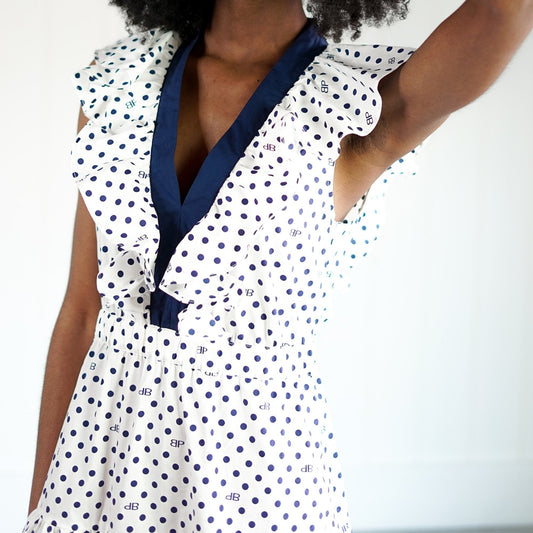 - Avaleen BP Polka Dot Dress - White