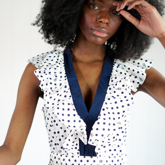 - Avaleen BP Polka Dot Dress - White