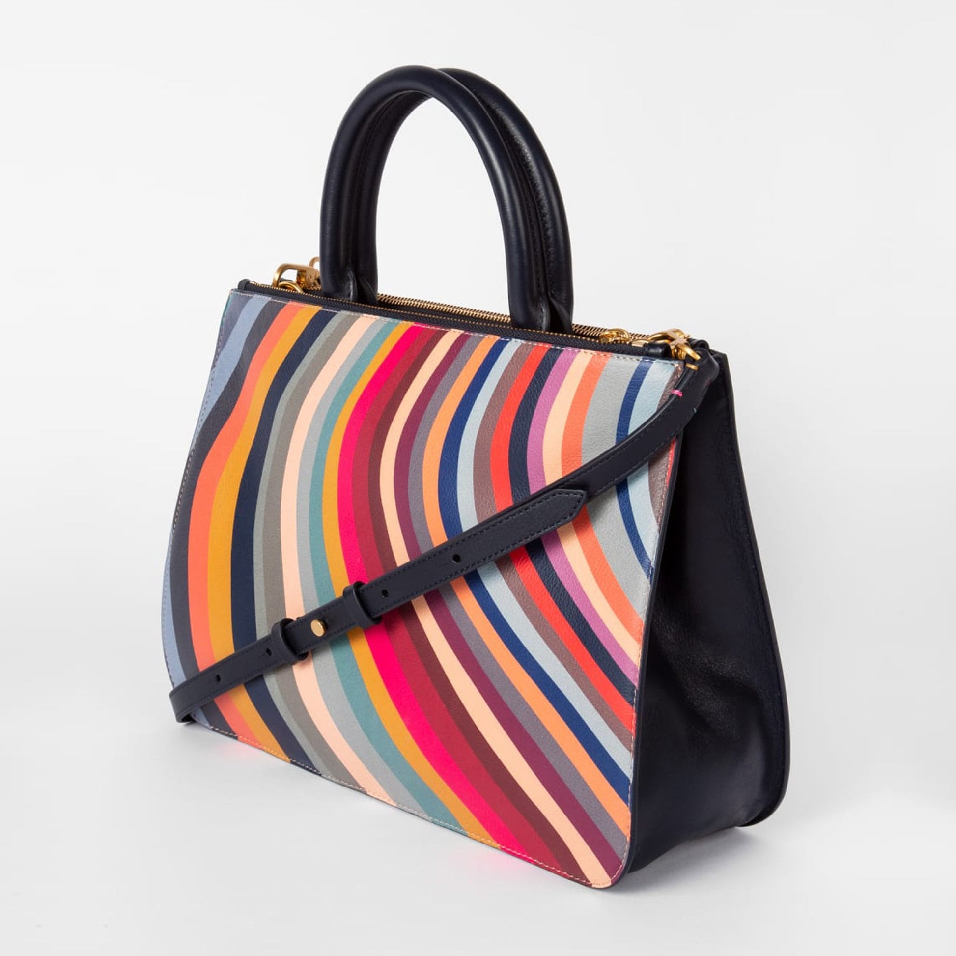 Paul Leather Swirl Double Zip Tote Bag - Multi