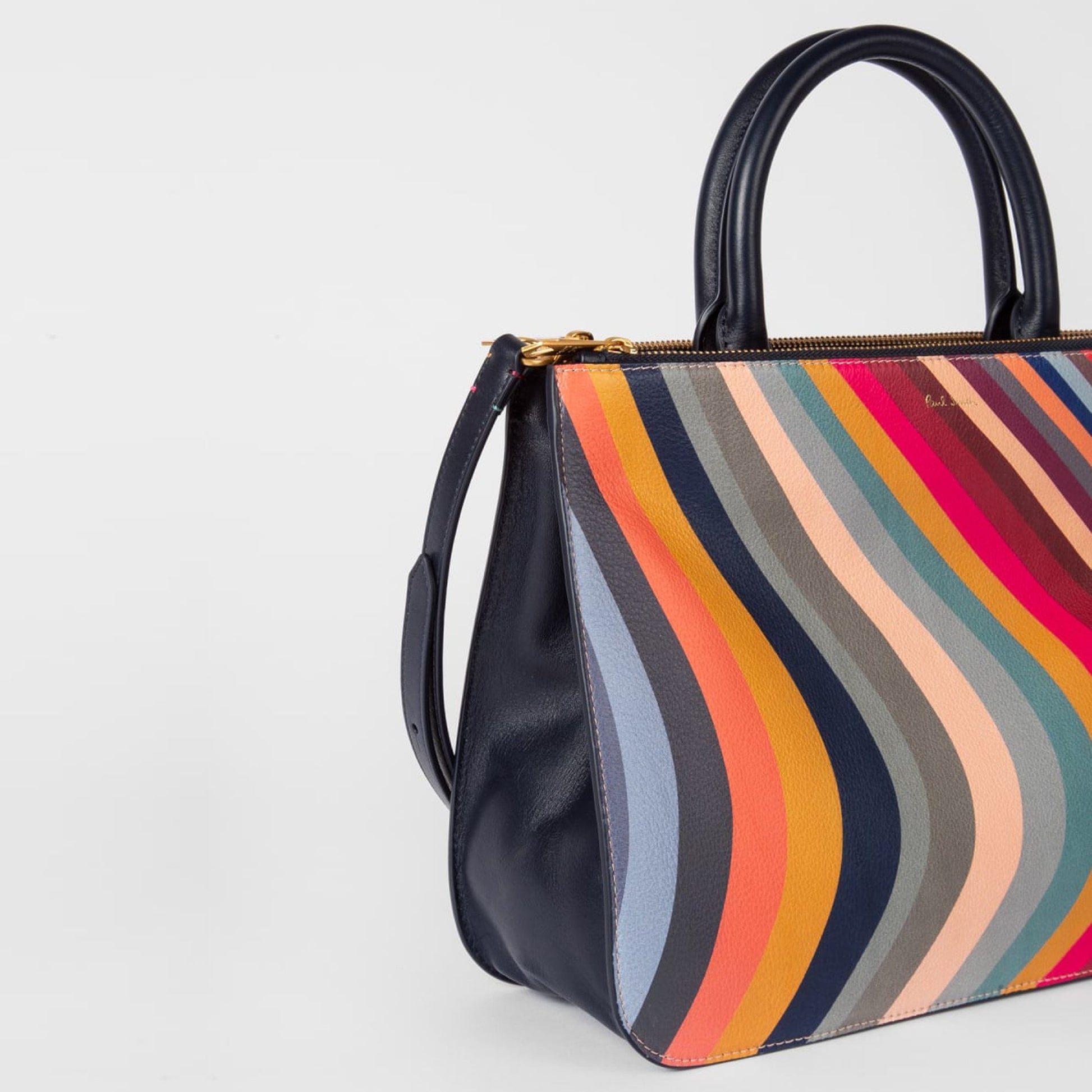 Paul Leather Swirl Double Zip Tote Bag - Multi