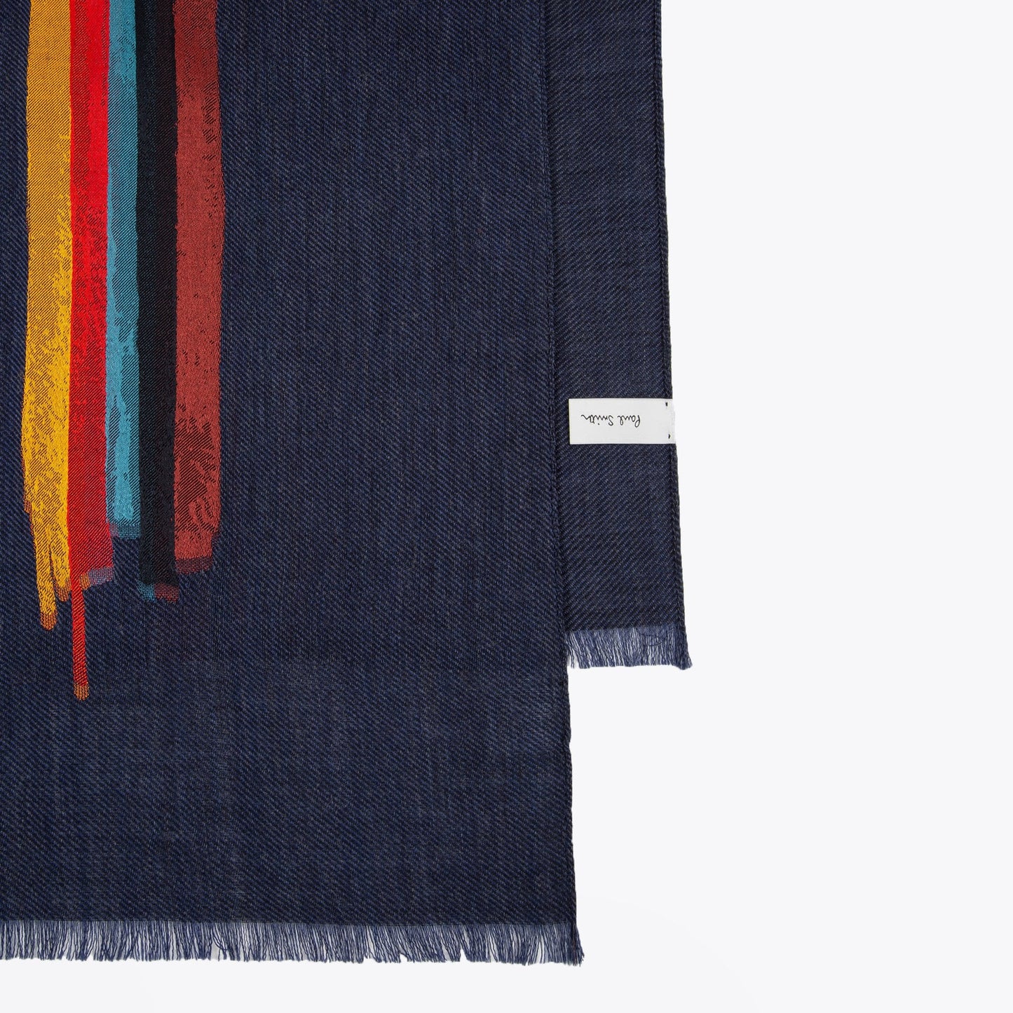 - 'Painted Stripe' Wool-Silk Scarf - Navy