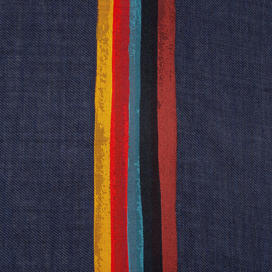 - 'Painted Stripe' Wool-Silk Scarf - Navy