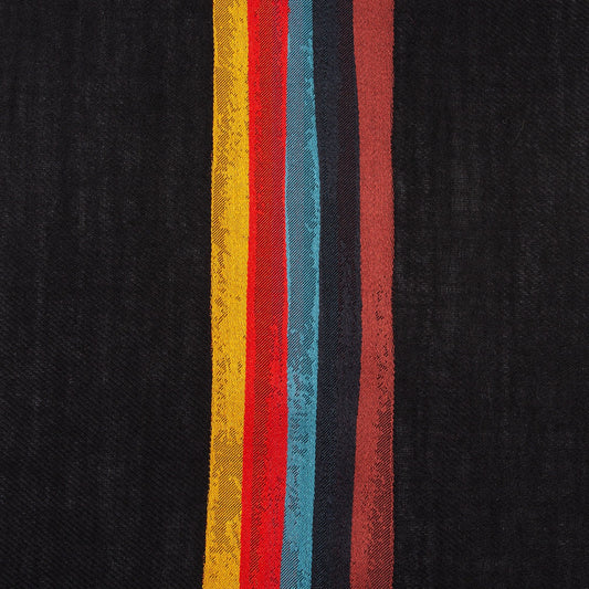 - 'Painted Stripe' Wool-Silk Scarf - Black