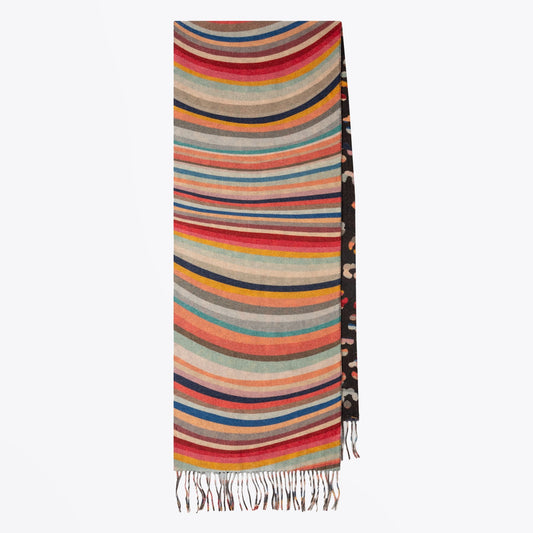 - 'Swirl' Double-Sided Wool-Blend Scarf - Multi