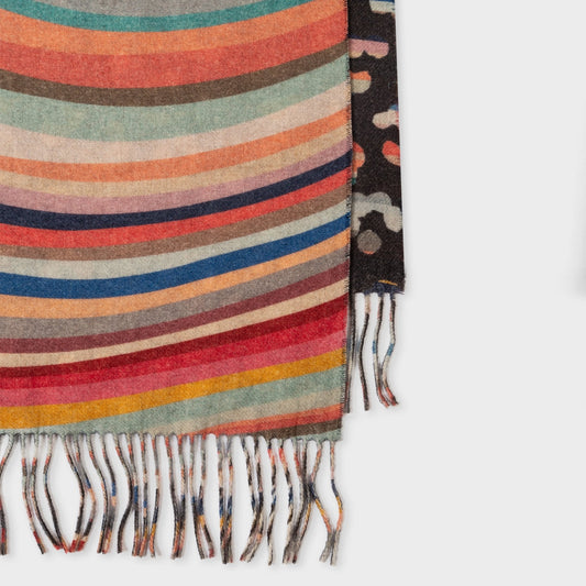- 'Swirl' Double-Sided Wool-Blend Scarf - Multi
