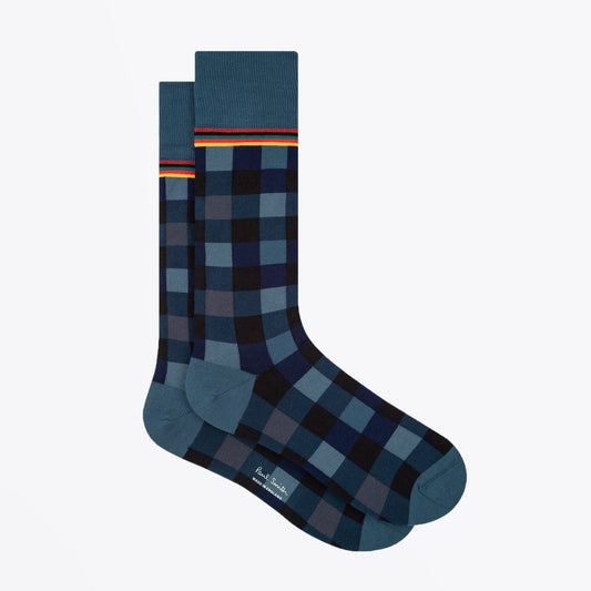 - Check Socks - Blue