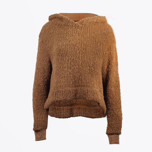 Hooded Knit Pullover - Brown