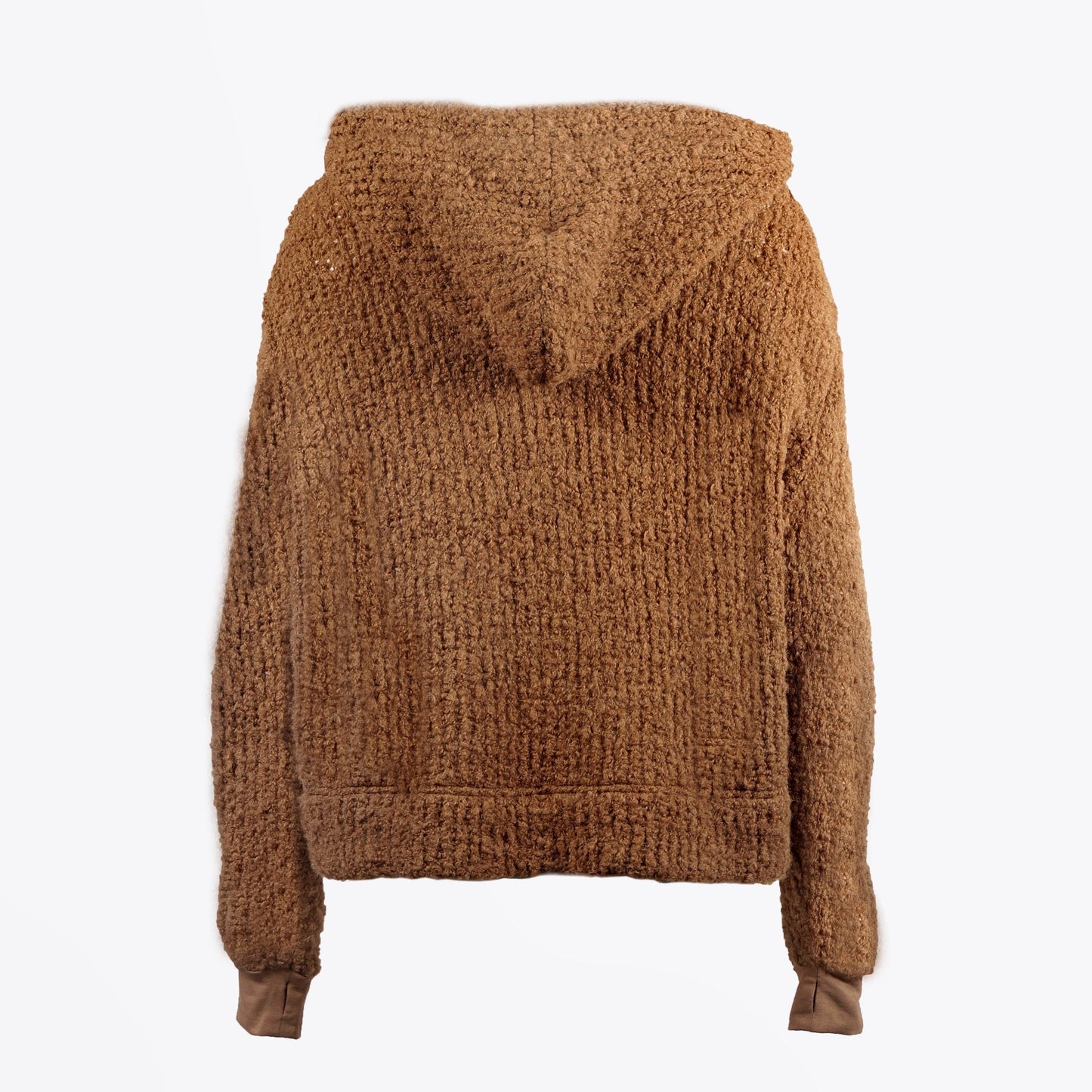 Hooded Knit Pullover - Brown