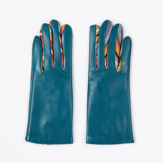 Leather 'Concertina' Gloves - Petrol Green