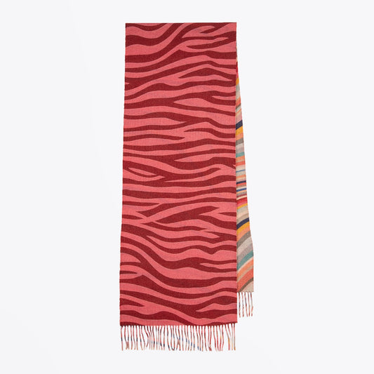- Zebra Double-Sided Wool-Blend Scarf - Multi