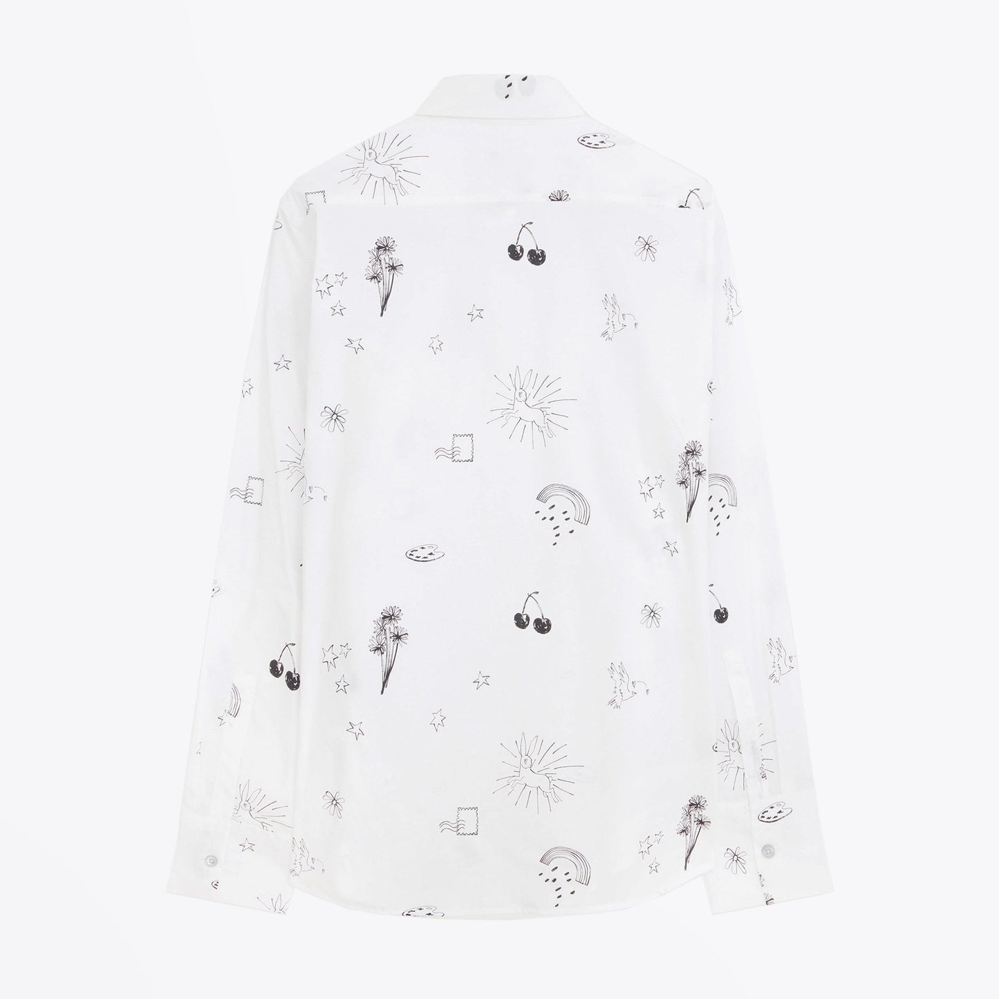 - Cotton 'Doodle' Print Shirt - White