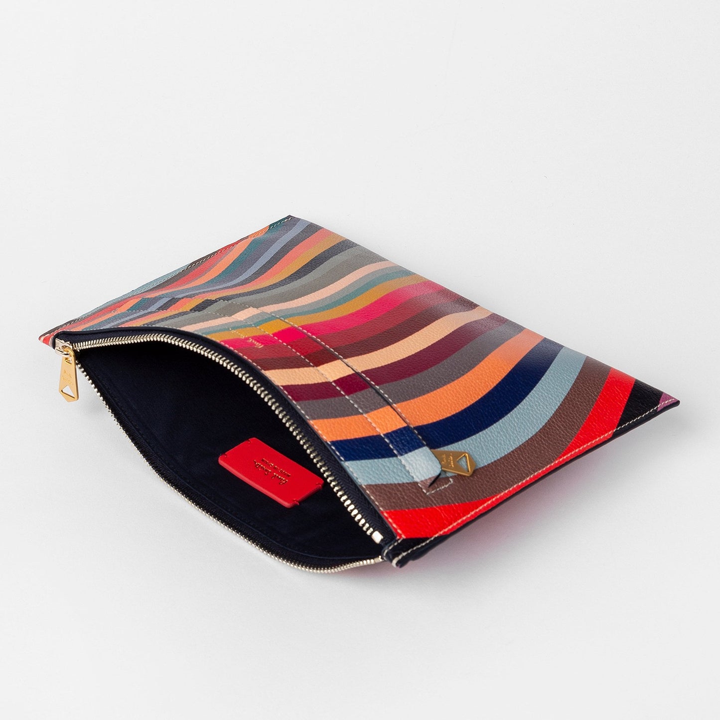 - 'Swirl' Print Leather Zip-Fastening Pouch - Multi