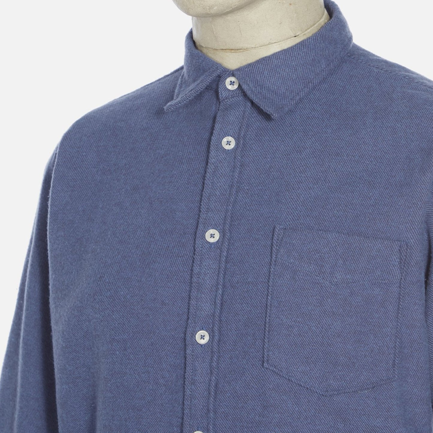 - Brushed Organic Cotton Shirt - Blue