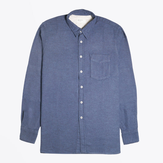 - Brushed Organic Cotton Shirt - Blue