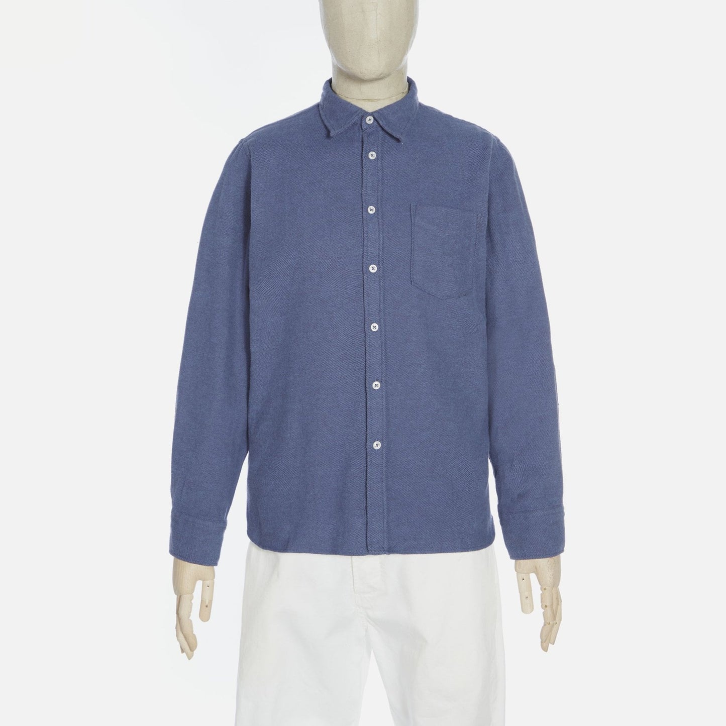 - Brushed Organic Cotton Shirt - Blue