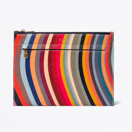 - 'Swirl' Print Leather Zip-Fastening Pouch - Multi