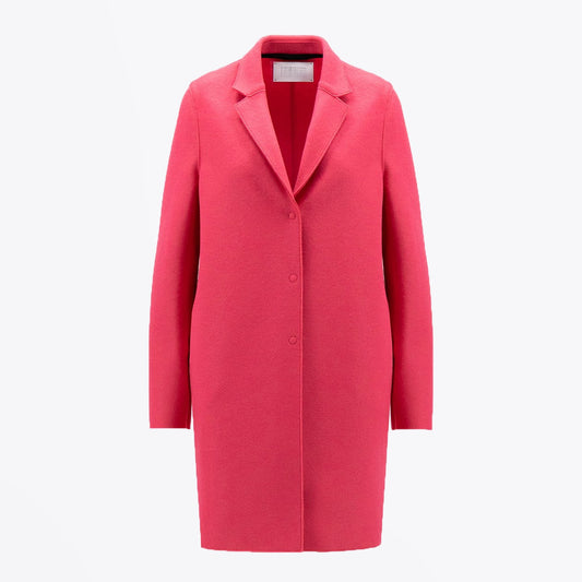 - Pressed Wool Cocoon Coat - Hot Pink