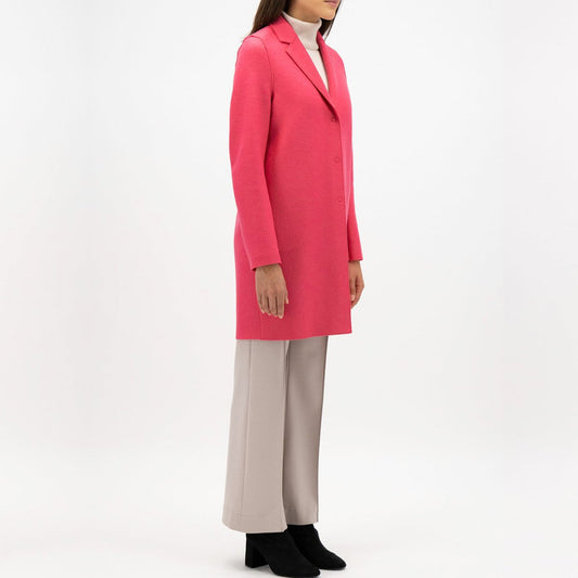- Pressed Wool Cocoon Coat - Hot Pink