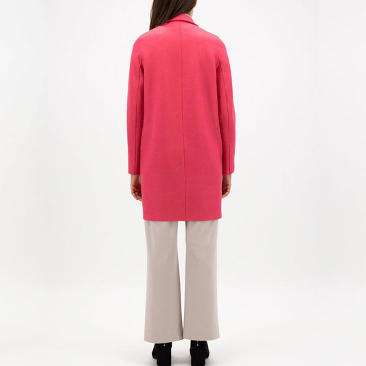 - Pressed Wool Cocoon Coat - Hot Pink