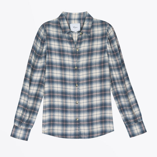 - Angelica - Flannel Plaid Shirt - Blue/Pink