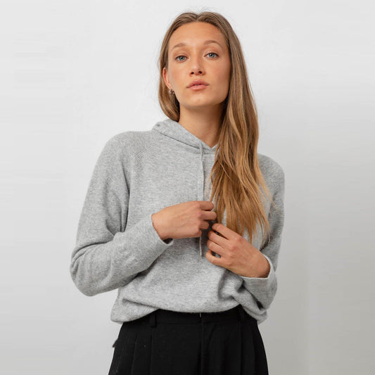 - Aster - Cashmere-Blend Hooded Sweater - Grey