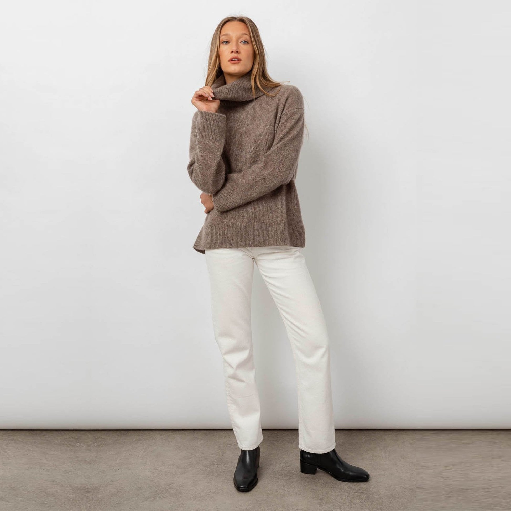 Rails Imogen - Cashmere-Blend Turtleneck Sweater - Brown