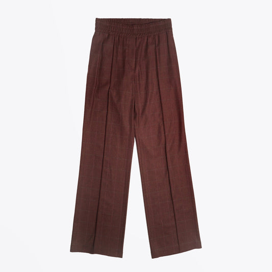 - Checked Trousers - Brown