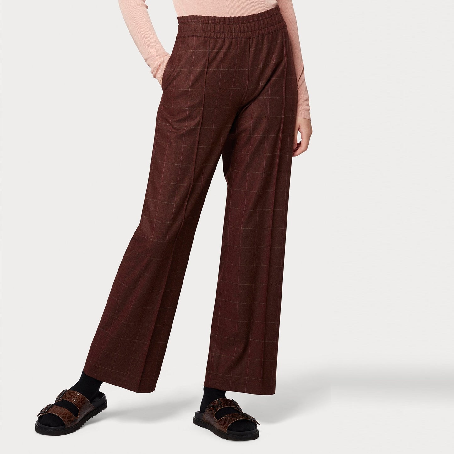 - Checked Trousers - Brown