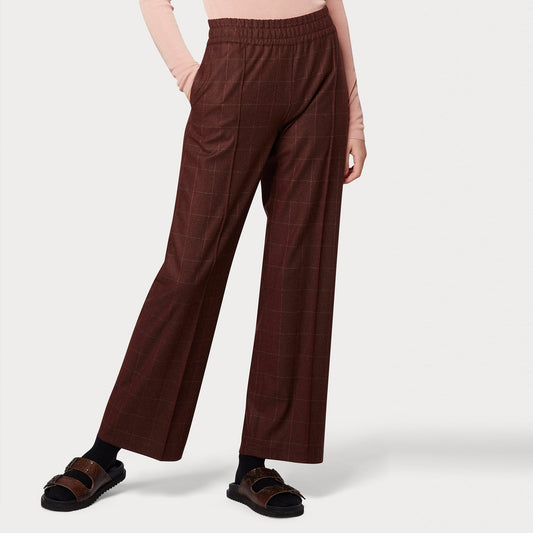 - Checked Trousers - Brown