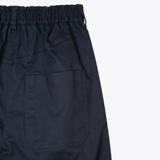 - Cotton-Twill Barrel Leg Trousers - Dark Navy