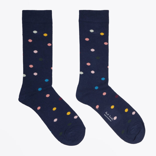 Multi Polka Dot Socks - Navy