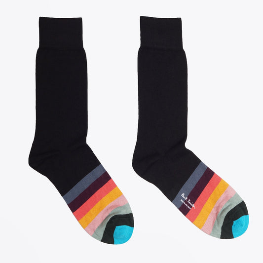 - Artist Stripe Toe Socks - Black/Multi