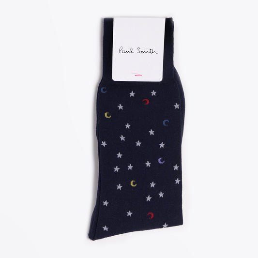 Moon And Stars Socks - Navy