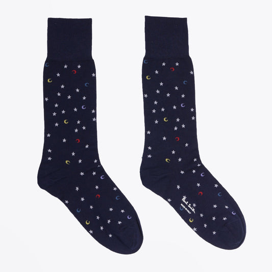 Moon And Stars Socks - Navy