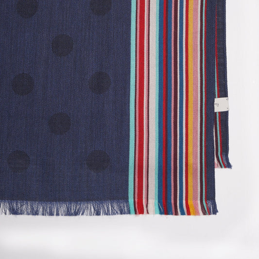 - Polka Dot 'Artist Stripe' Scarf - Navy