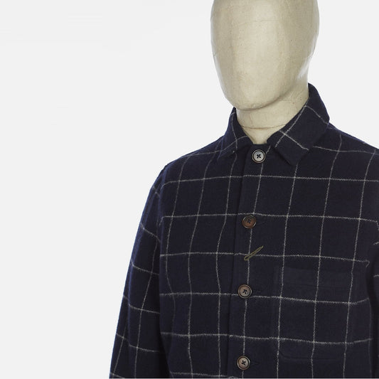 - Windowpane Check Bakers Chore Jacket - Navy