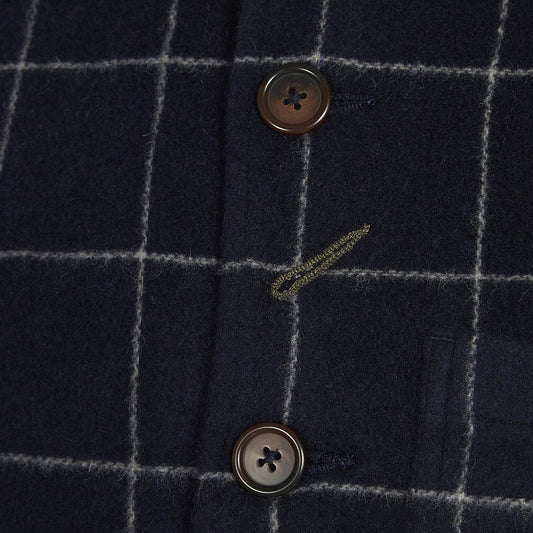 - Windowpane Check Bakers Chore Jacket - Navy