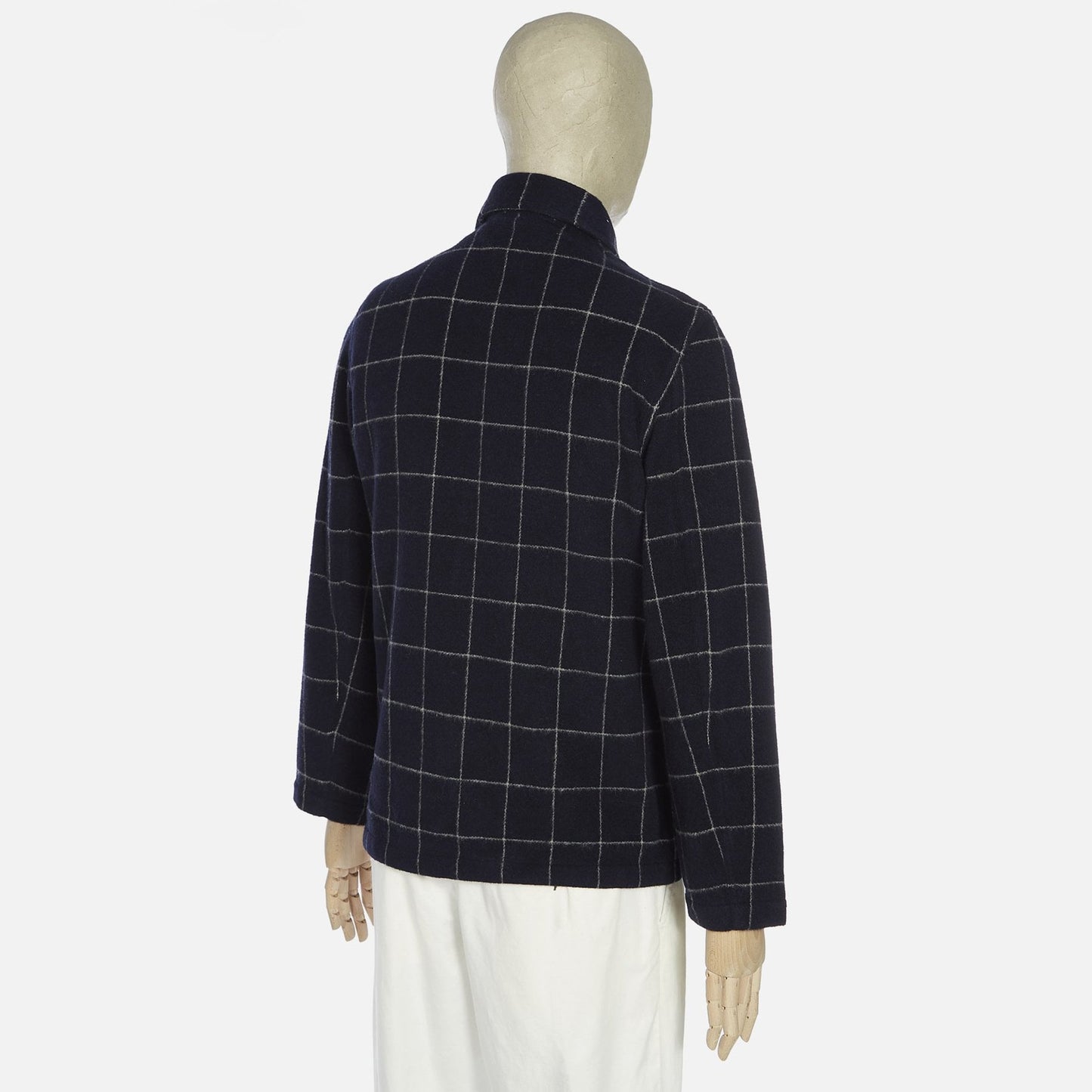 - Windowpane Check Bakers Chore Jacket - Navy
