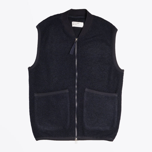 - Wool Fleece Zip Waistcoat - Navy