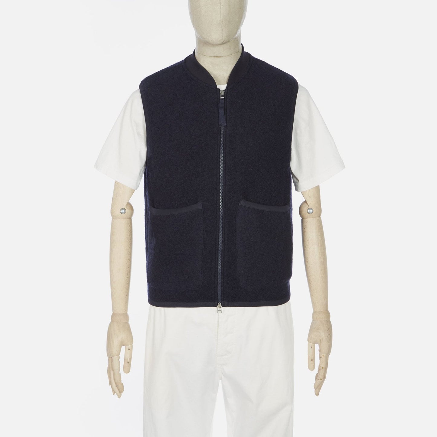 - Wool Fleece Zip Waistcoat - Navy