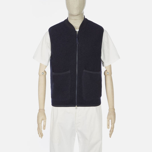 - Wool Fleece Zip Waistcoat - Navy