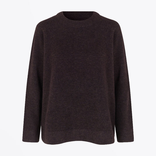 - Alpaca-Blend Knitted Pullover - Brown