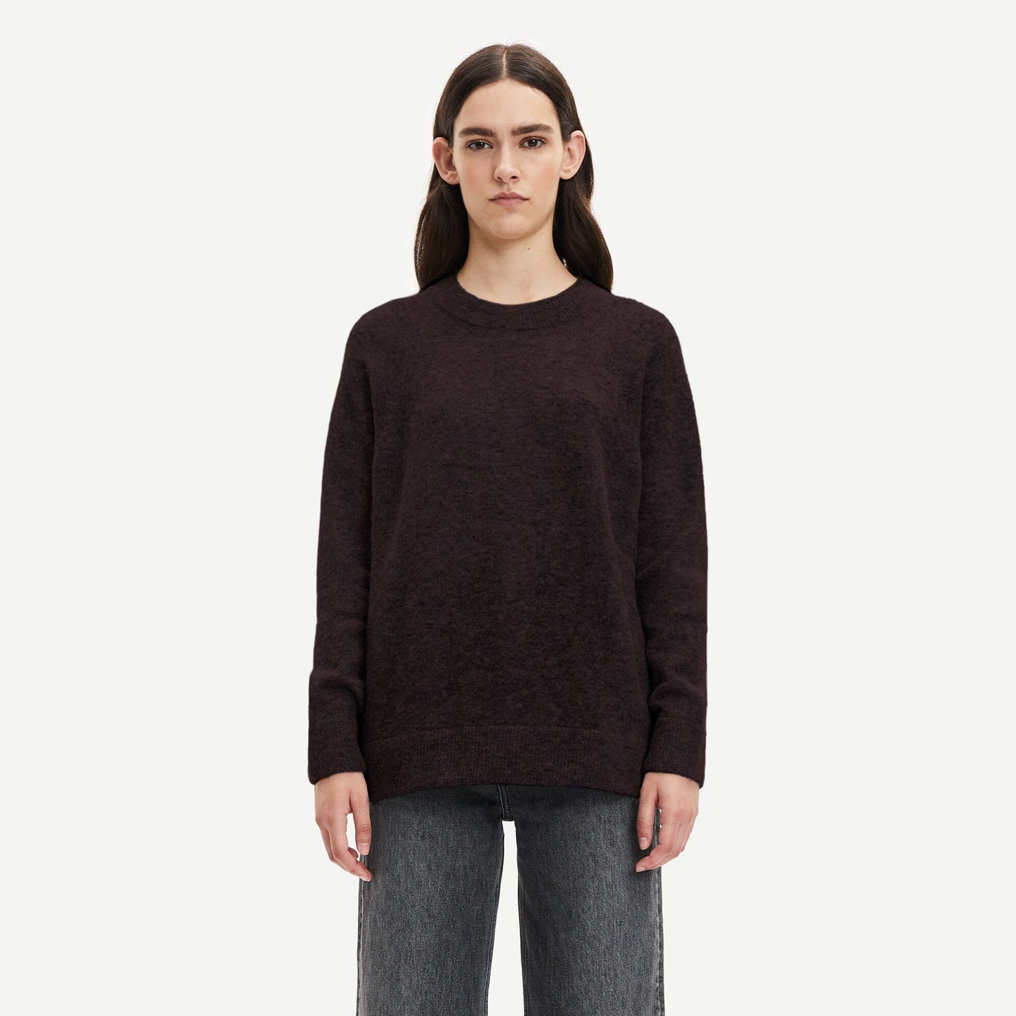 - Alpaca-Blend Knitted Pullover - Brown