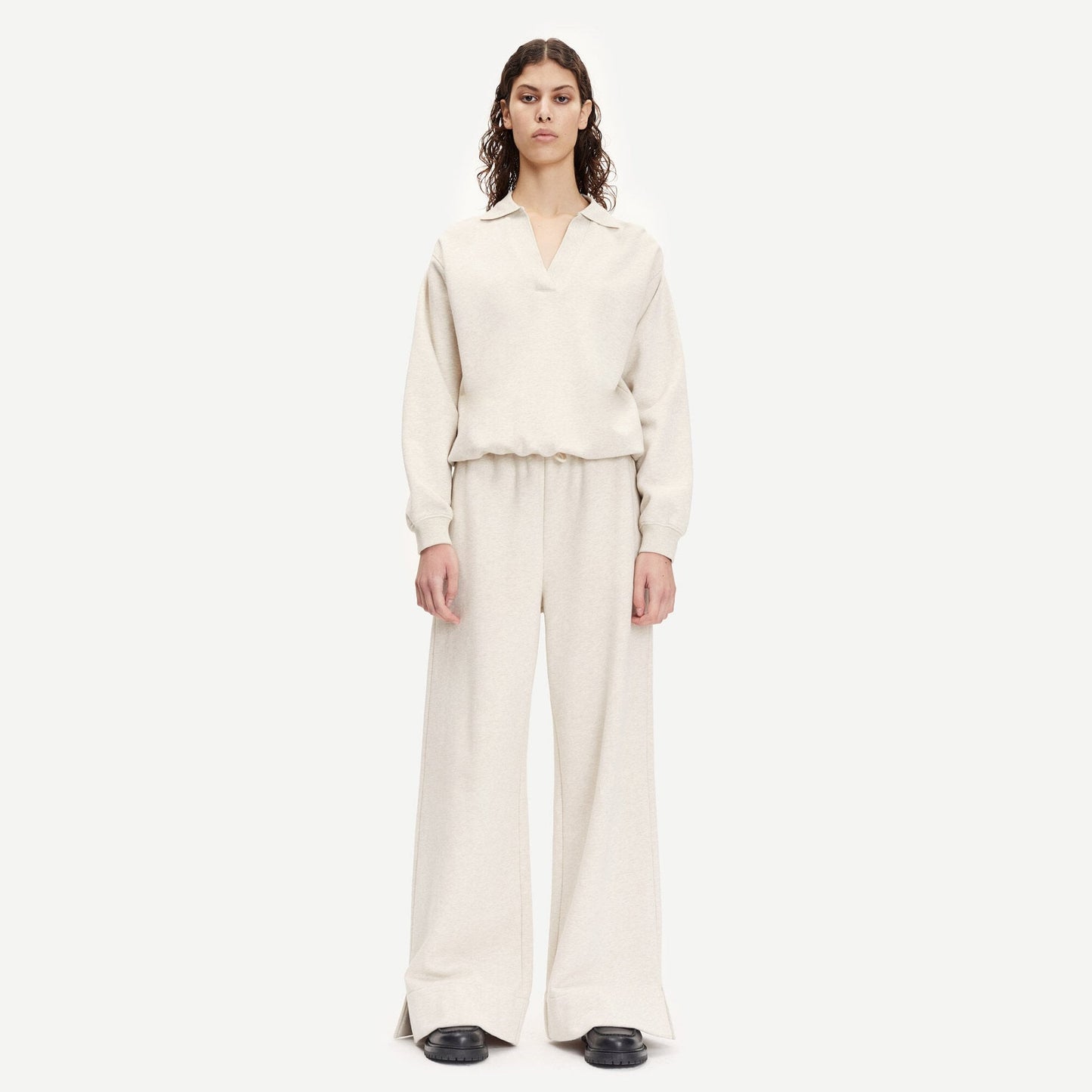 - Wide-Leg Jersey Trousers - Off-White