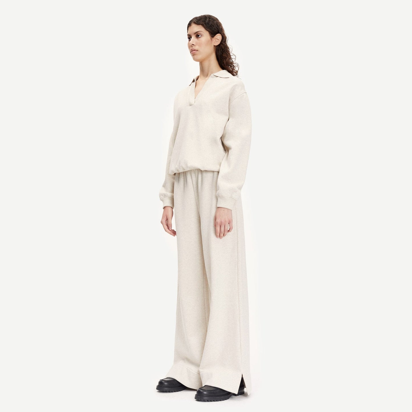 - Wide-Leg Jersey Trousers - Off-White