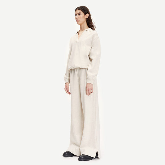 - Wide-Leg Jersey Trousers - Off-White