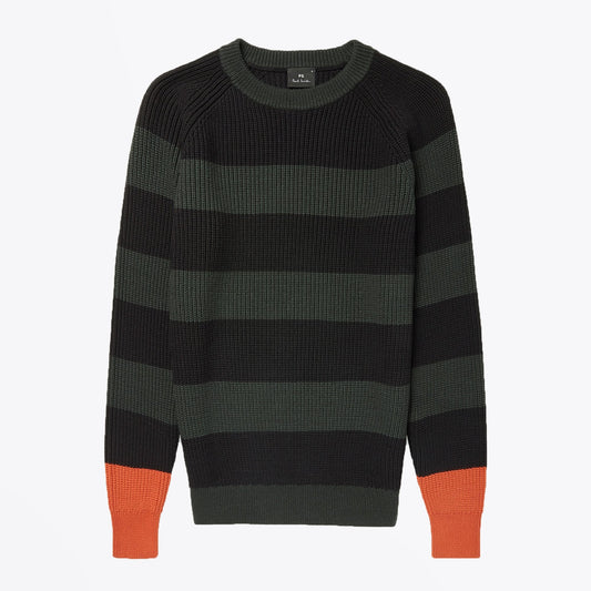 - Beach Stripe Cotton-Blend Sweater - Green