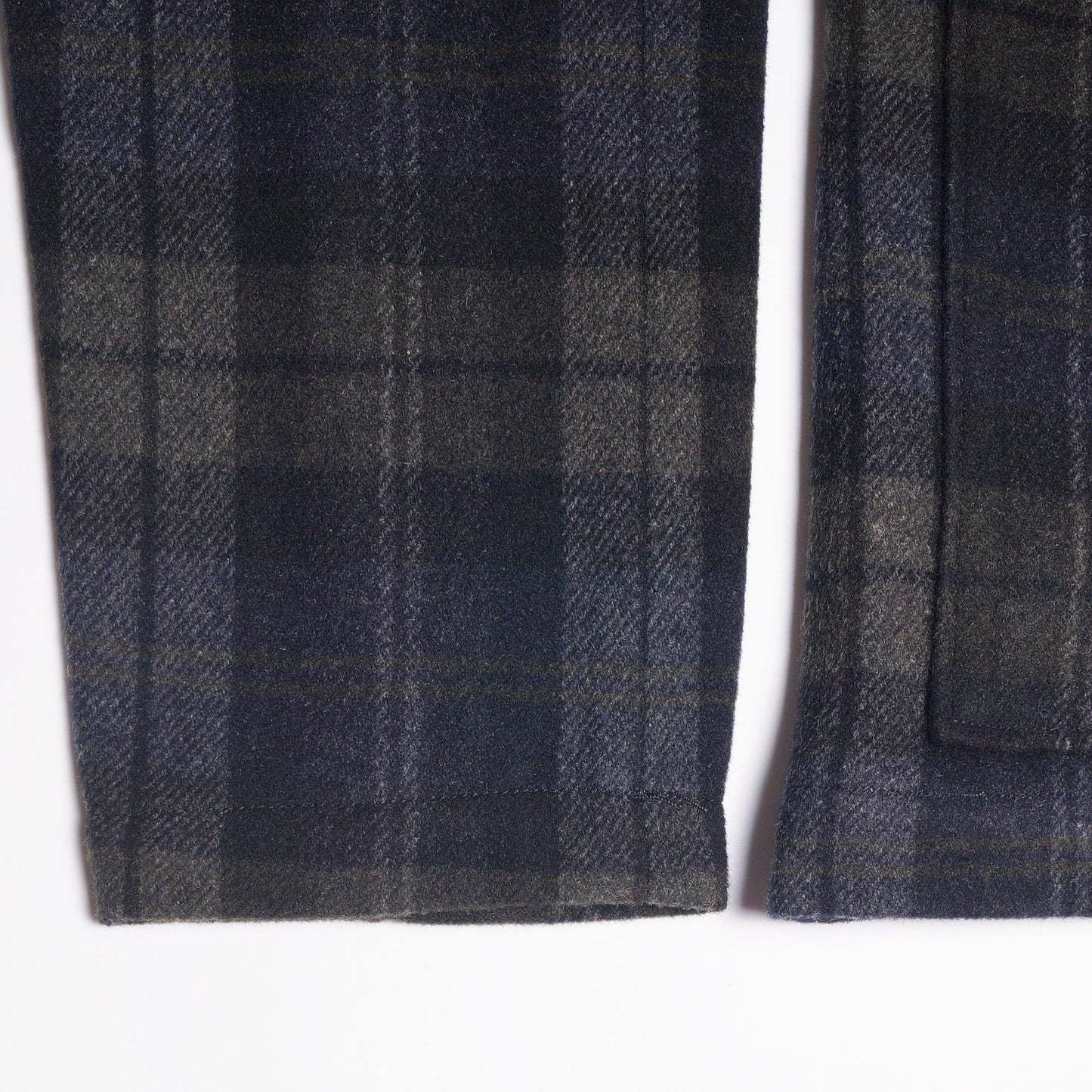 - Wool Check Simple Bakers Jacket - Grey/Green