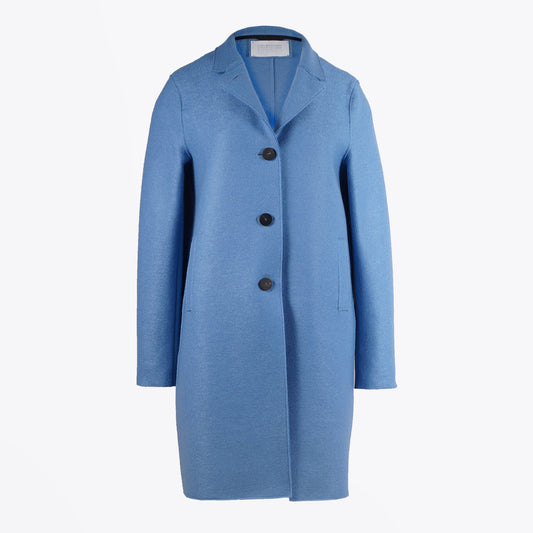 - Pressed Wool Boxy Coat - Blue